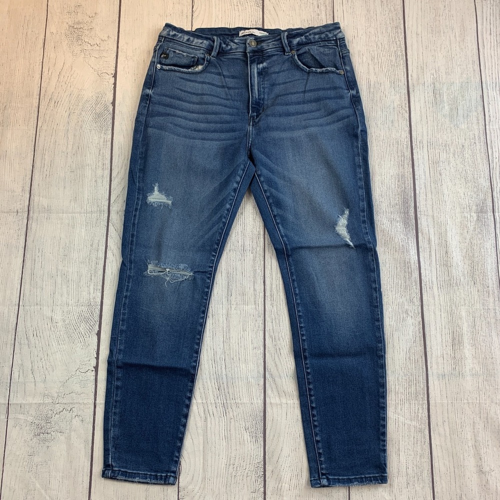 KanCan for Maurices Jeans sz 31 Med Wash Skinny Distressing Inseam 27"
